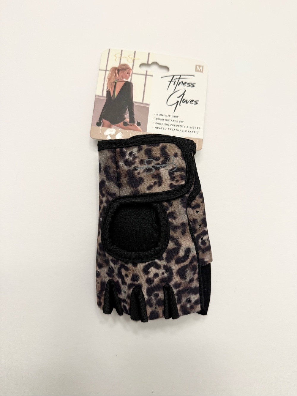 Jessica Simpson Leopard Fitness Workout Gloves Medium NWT